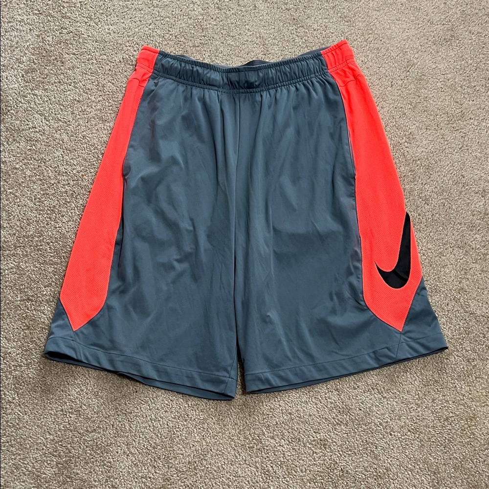 Nike Men’s Gray Athletic Shorts with Orange Panels